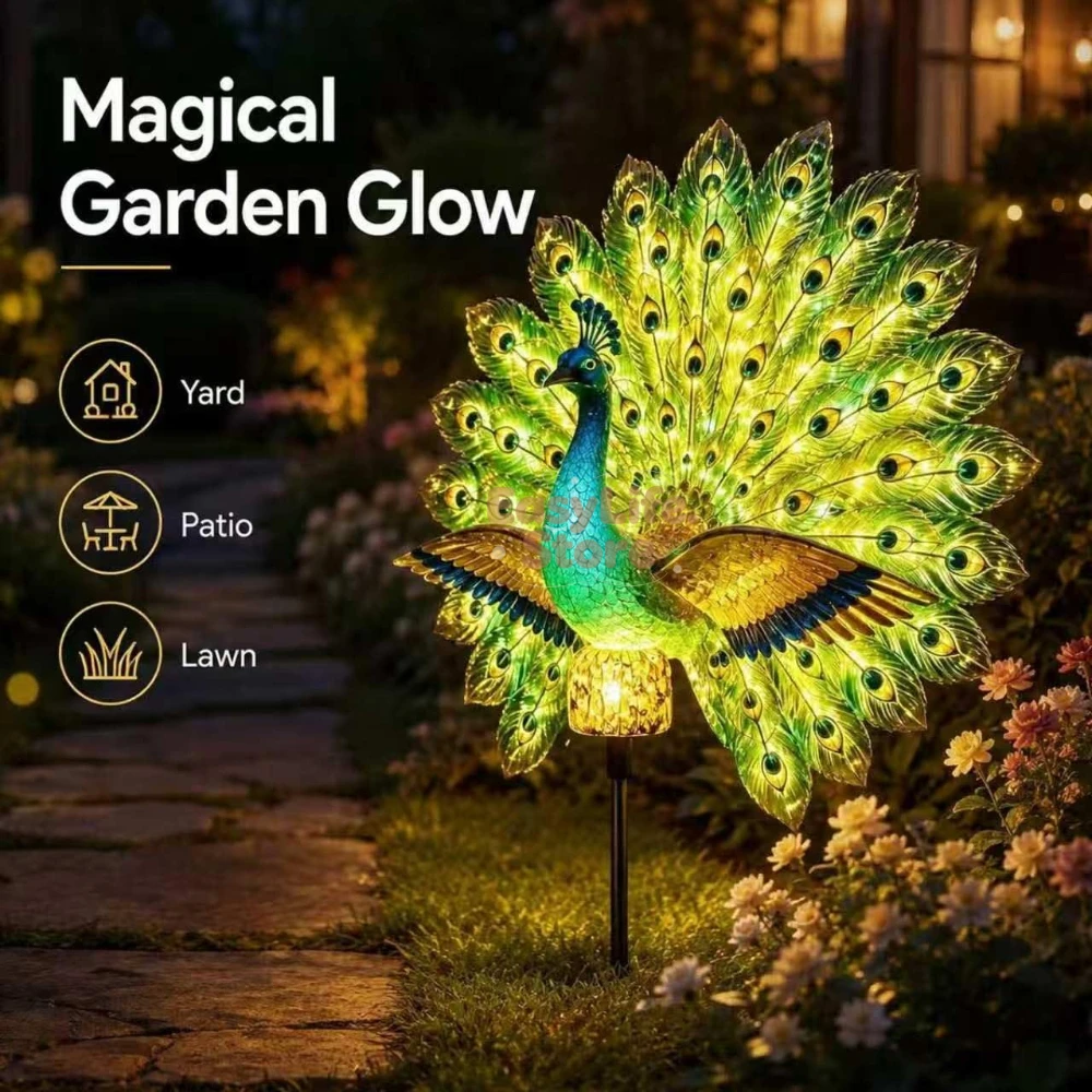 Photocell Outdoor Lighting - Sculpture de jardin paon solaire, lumière