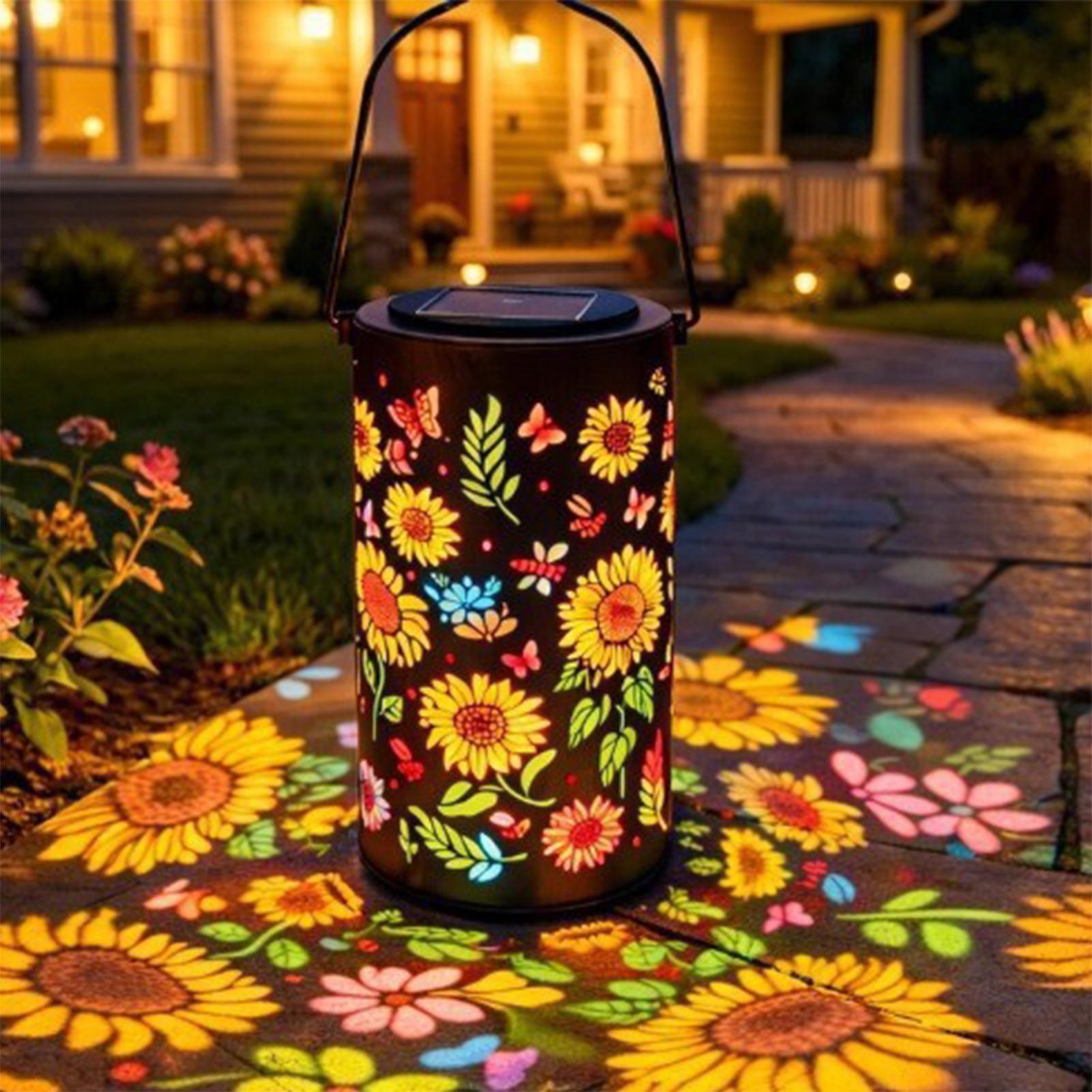 Outdoor Lighting Pathway - Lanterne solaire en forme de tournesol,
