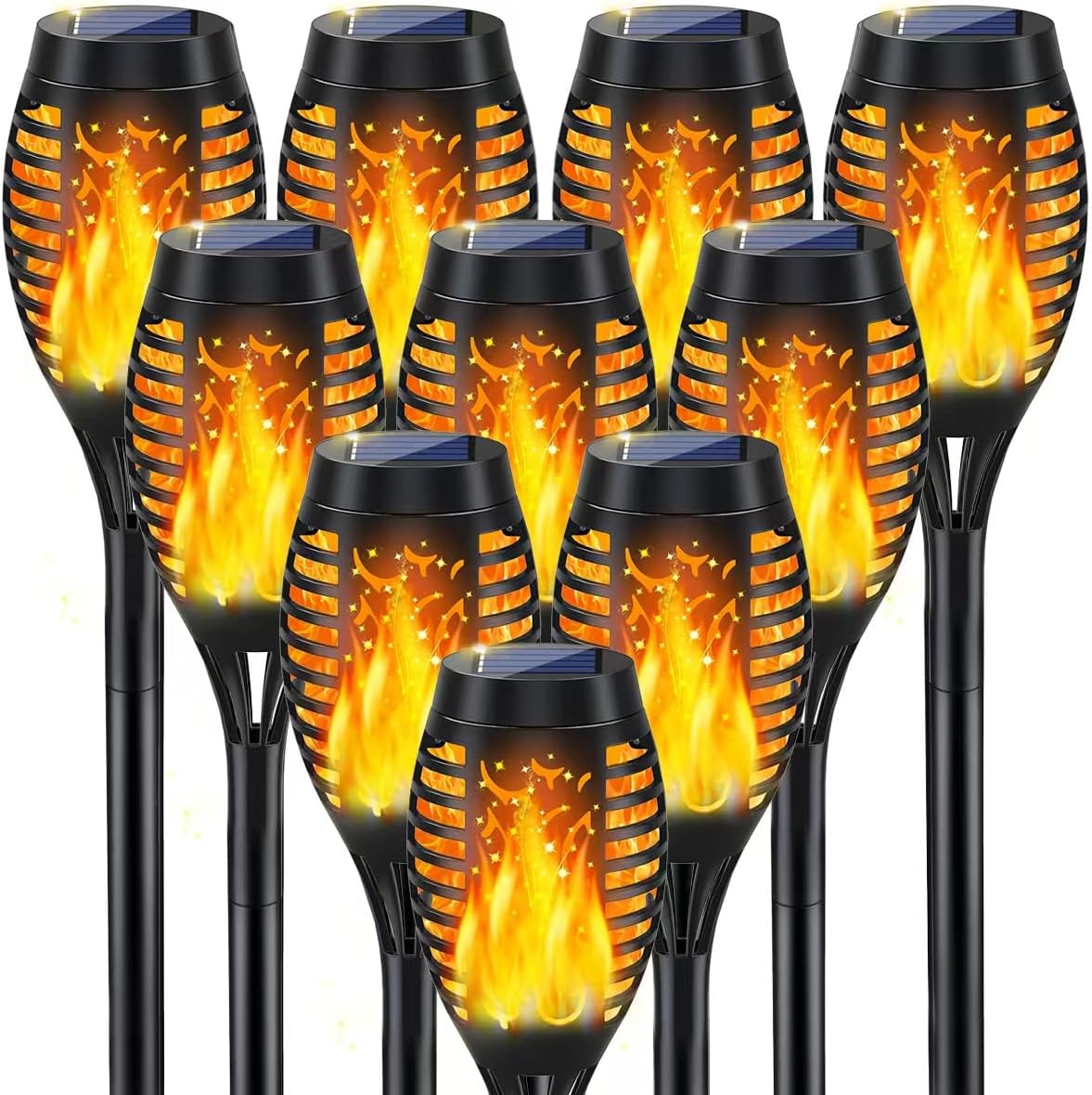Outdoor Lighting Art - Lot de 10 torches solaires d'extérieur