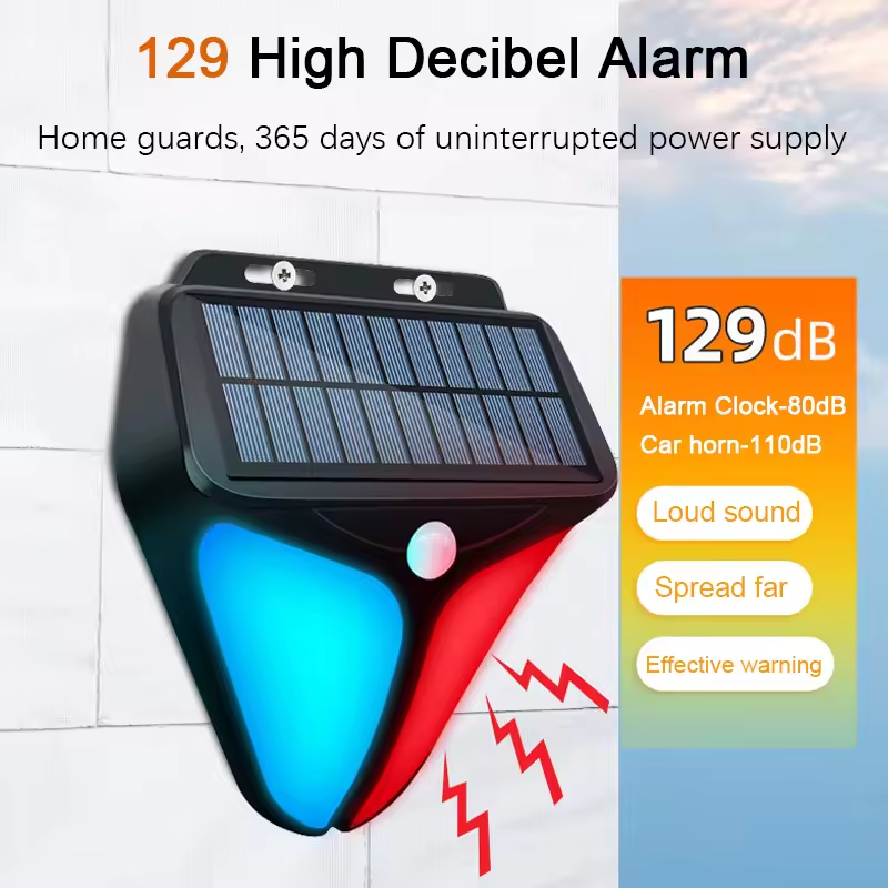 Outdoor Lighting Experts - Alarmes solaires d'extérieur, 4 modes, détecteur