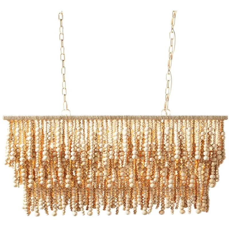 Lustre bohème en perles de boi - Outdoor Lighting Chandelier avis et prix