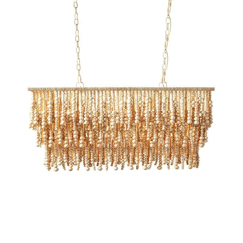 Lustre bohème en perles de boi - Outdoor Lighting Chandelier avis et prix